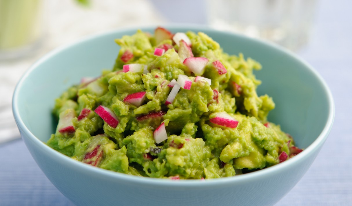 Avocado and Radish Dip with Celery Wedges