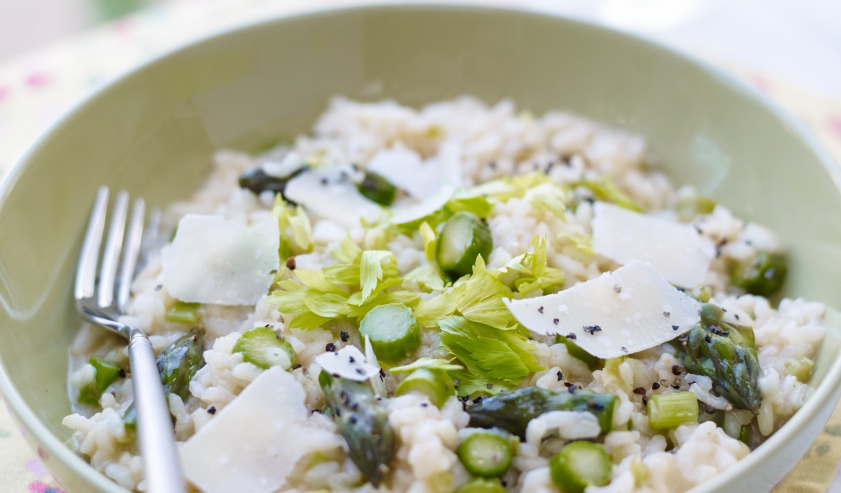 Spring onion and asparagus risotto